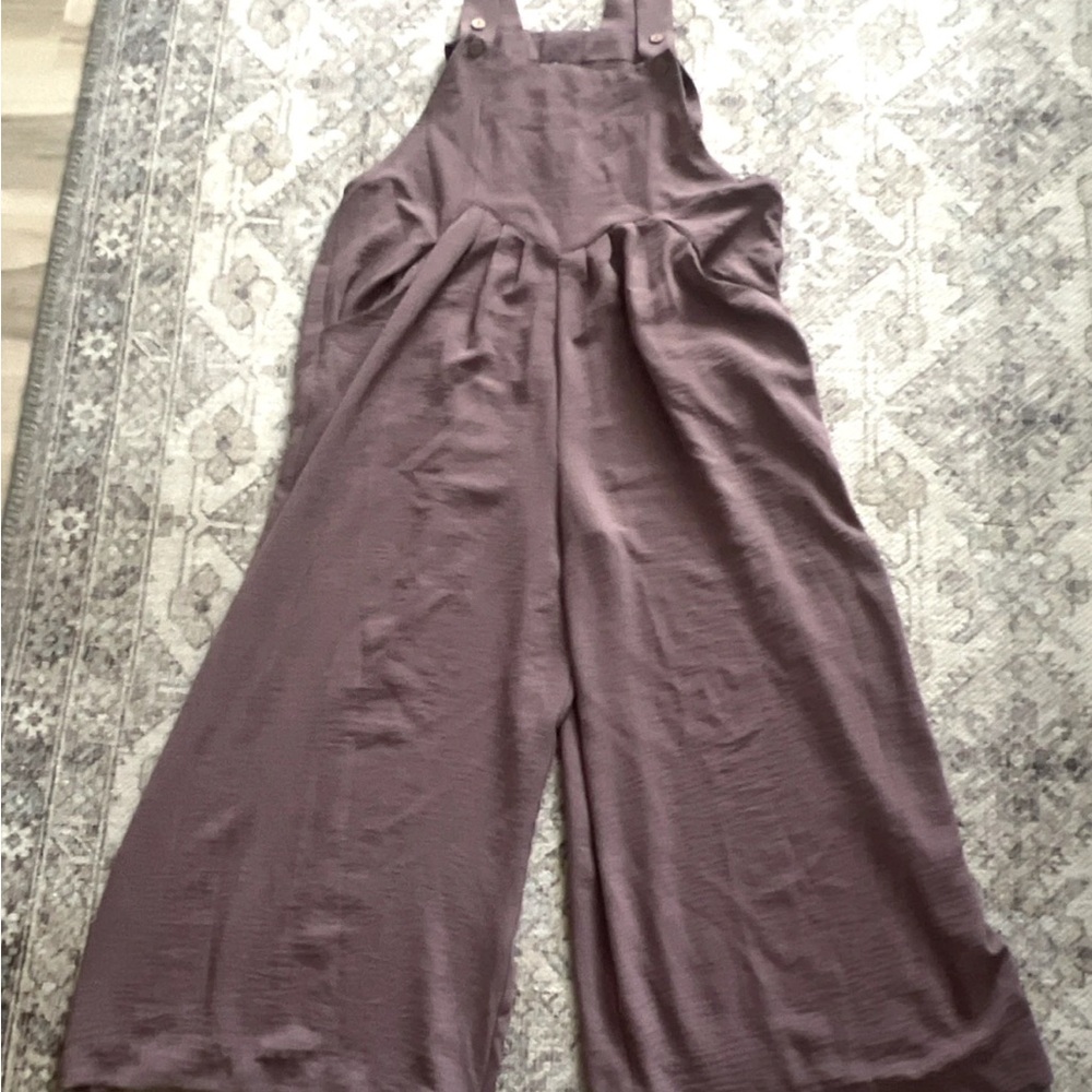 IWOLLENCE Lightweight Wide Leg Purple Pink Overall Jumpsuit NWOT Size Medium - Picture 7 of 11